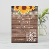 ひまわり ストリング ライト メイソンジャー ラスティック ウェディング 招待状 (スタンド正面)