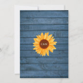 ひまわり ストリング ライト メイソンジャー 青い結婚式 招待状 (裏面)