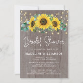 ひまわり ストリング ライト ラスティック ブライダル シャワー 招待状 (正面)