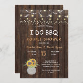 ひまわり ストリング ライト I DO BBQ カップル シャワー 招待状 (正面/裏面)
