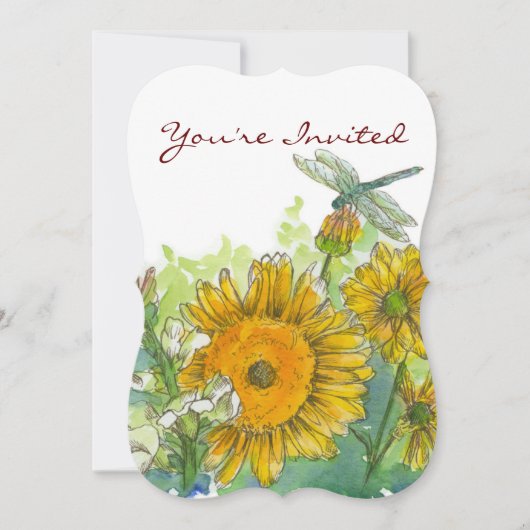 ひまわり スナップドラゴン 花 60歳の誕生日パーティー 招待状 (正面)