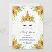 ひまわり スリーピー ユニコーン 仮想ベビーシャワー 招待状 (正面)