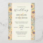 ひまわり セージグリーン オーダーメイド フォト ウェディング 箔招待状 (裏面)