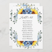 ひまわり ダスティーブルー スレート ピオニー 席次表 招待状 (正面/裏面)