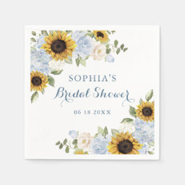 ひまわり ダスティーブルー 花 緑 シンプルカスタム スタンダードカクテルナプキン