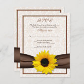 ひまわり ダマスク フラワーのウェディング レスポンス カード (正面/裏面)