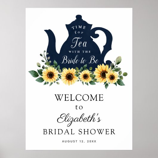ひまわり ティータイム ブライダルシャワー ウェルカムサイン ポスター (正面)