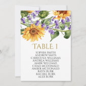 ひまわり テーブル ナンバー 1 席次表 招待状 (正面)