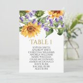 ひまわり テーブル ナンバー 1 席次表 招待状 (スタンド正面)