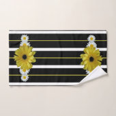 ひまわり、デイジーとストライプ バスタオルセット (ハンドタオル)