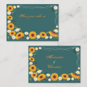 ひまわり&デイジーウェディングパーティーテーブル座席表 プレイスカード (正面/裏面)