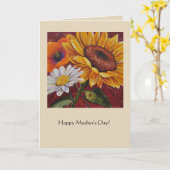ひまわり、デイジー、ポピー・マザーズのデイカード カード (黄色い花)