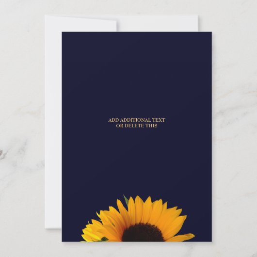 ひまわり ネイビーブルー バーチャルシャワー 招待状 (裏面)