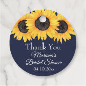 ひまわり ネイビーブルー ブライダルシャワー フェイバータグ (裏面)