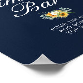 ひまわり ネイビーブルー ブライダルシャワー ミモザバー 看板 ポスター (角)