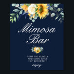 ひまわり ネイビーブルー ブライダルシャワー ミモザバー 看板 ポスター<br><div class="desc">美しいひまわりとエレガントなネイビーブルーの色の花のデザイン。 この看板ポスターのテキストと色は編集可能です。</div>