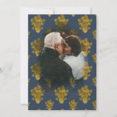 ひまわり ネイビーブルー 写真 50周年 結婚記念日 招待状 (裏面)