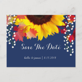 ひまわり ネイビーブルー Save The Date カード