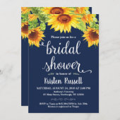 ひまわり ネイビー ブライダルシャワー 招待状 (正面/裏面)