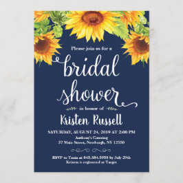 ひまわり ネイビー ブライダルシャワー 招待状