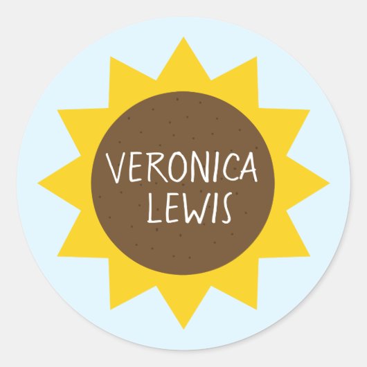 ひまわり ネームステッカー ラウンドシール (正面)