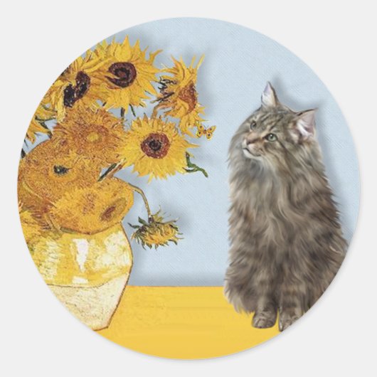 ひまわり – ノルウェーの森の猫 ラウンドシール (正面)