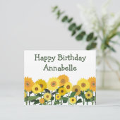 ひまわり ハッピーバースデー 美しい カスタマイズ ポストカード (スタンド正面)