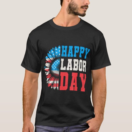 ひまわり ハッピー ラボルデー 愛国 メンズ  Tシャツ (正面)
