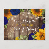 ひまわり&バラが私のメイド・オブ・オーナー(花嫁付き添い人)Pos 案内ポストカード (正面)