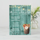 ひまわり&バラウイスキー樽ウェディング招待 セーブザデート (スタンド正面)