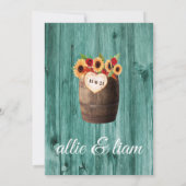 ひまわり&バラウイスキー樽ウェディング招待 セーブザデート (裏面)