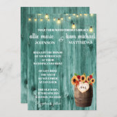 ひまわり&バラウイスキー樽ウェディング招待 セーブザデート (正面/裏面)