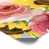 ひまわり、バラ、ミツバチ赤ちゃんシャワーへようこそ ポスター (角)