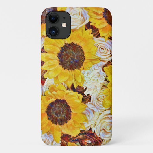 ひまわり バラ 花 アート フォンケース Case-Mate iPhoneケース (裏面)