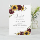 ひまわり バーガンディー フラワールーシック ブライダルシャワー 招待状 (スタンド正面)
