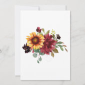 ひまわり バーガンディー 結婚式 デザインテンプレート 招待状 (裏面)