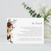 ひまわり バーガンディー 花の結婚式 詳細カード 招待状 (スタンド正面)