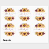 ひまわり バーガンディ フラワー ウェディング サンクス ラウンドシール (シート)