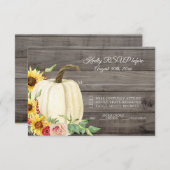 ひまわり パンプキン ブラッシュ レッド 秋の納屋 木製 RSVP 招待状 (正面/裏面)