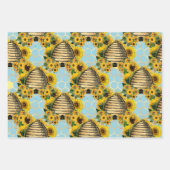 ひまわり&ビーシリーズデザイン4 ラッピングペーパーシート (正面)