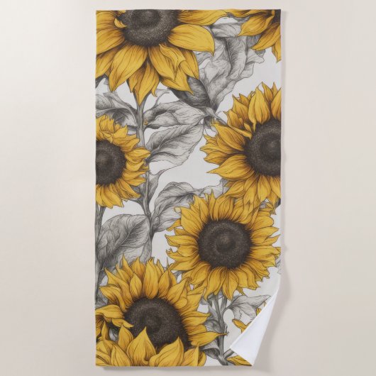 ひまわり ビーチタオル (正面)