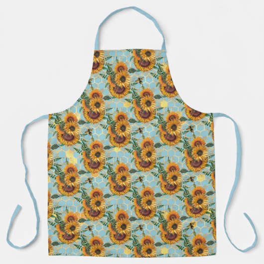ひまわり・ビー系デザイン14 エプロン (正面)