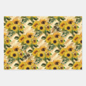 ひまわり・ビー系デザイン6 ラッピングペーパーシート (正面)
