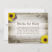 ひまわり ピンクの蝶 ベイビーシャワーのためのBooks For Baby 招待状 (正面)