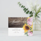 ひまわり&ピンクフローラ素朴ブライダルシャワー ポストカード (スタンド正面)