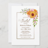 ひまわり ピンク フラワーブライダルシャワー 招待状 (正面)