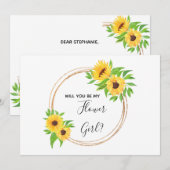 ひまわり フラワリー イエロー 花嫁の花を私にくれますか 招待状 (正面/裏面)
