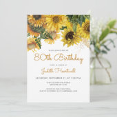 ひまわり フラワーデザイン 80歳の誕生日パーティー 招待状 (スタンド正面)