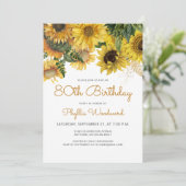 ひまわり フラワーデザイン 80歳 誕生日パーティー 招待状 (スタンド正面)