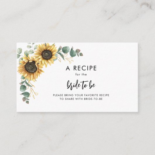 ひまわり フラワーブライダルシャワー レシピ エンクロージャーカード (正面)